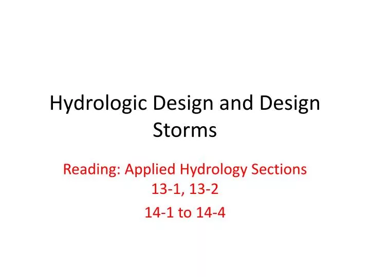 hydrologic design and design storms