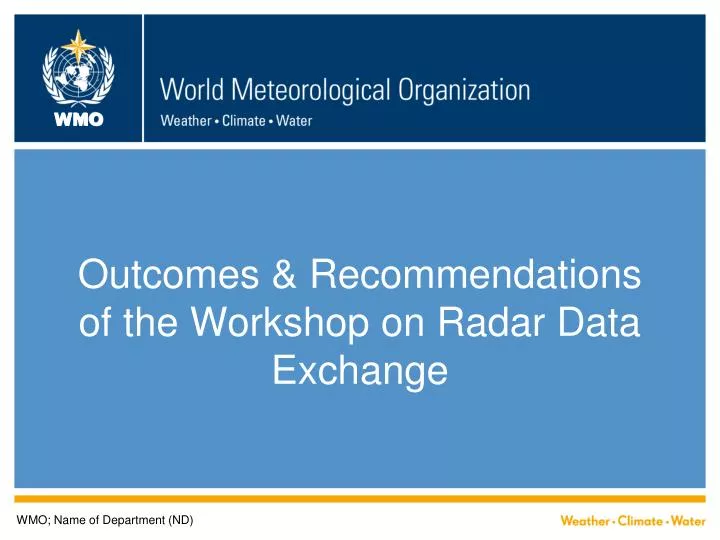 outcomes recommendations of the workshop on radar data exchange