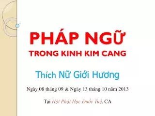 PHÁP NGỮ TRONG KINH KIM CANG T hích Nữ Giới Hương