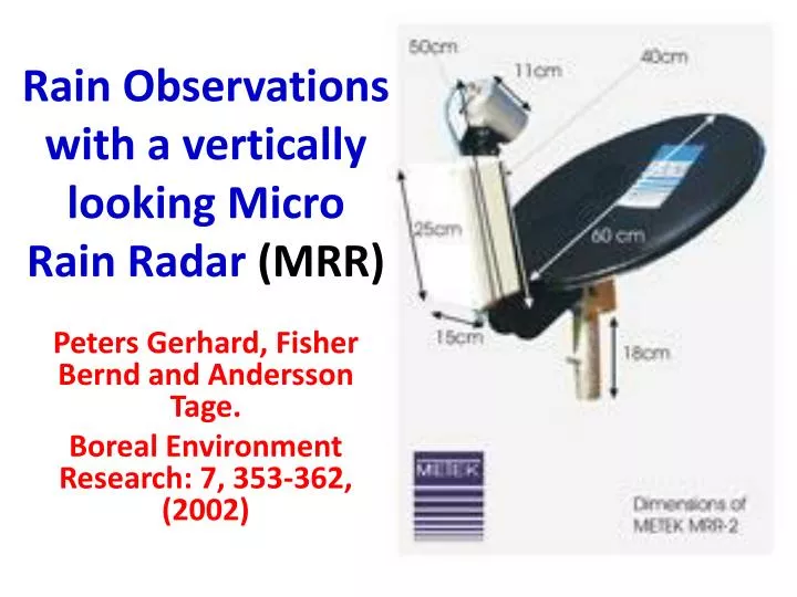 rain observations with a vertically looking micro rain radar mrr