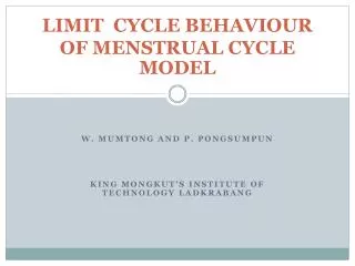 LIMIT CYCLE BEHAVIOUR OF MENSTRUAL CYCLE MODEL