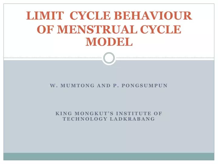 limit cycle behaviour of menstrual cycle model