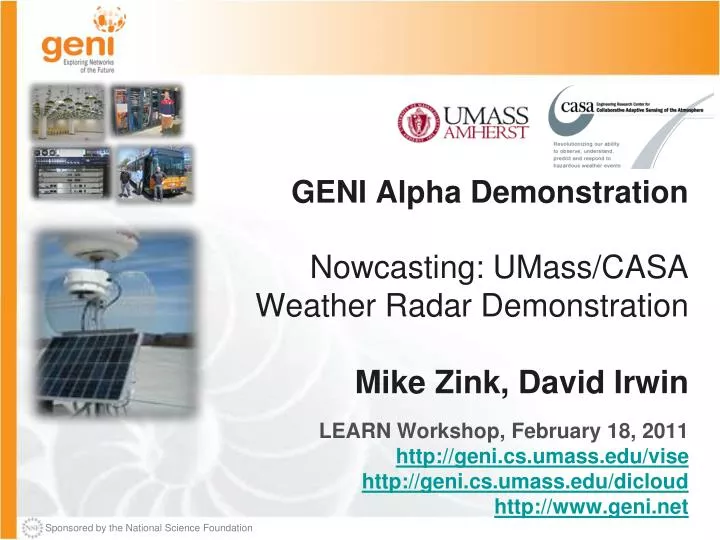 geni alpha demonstration nowcasting umass casa weather radar demonstration mike zink david irwin