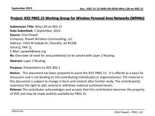 Project : IEEE P802.15 Working Group for Wireless Personal Area Networks (WPANs)