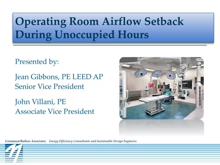 operating room airflow setback during unoccupied hours
