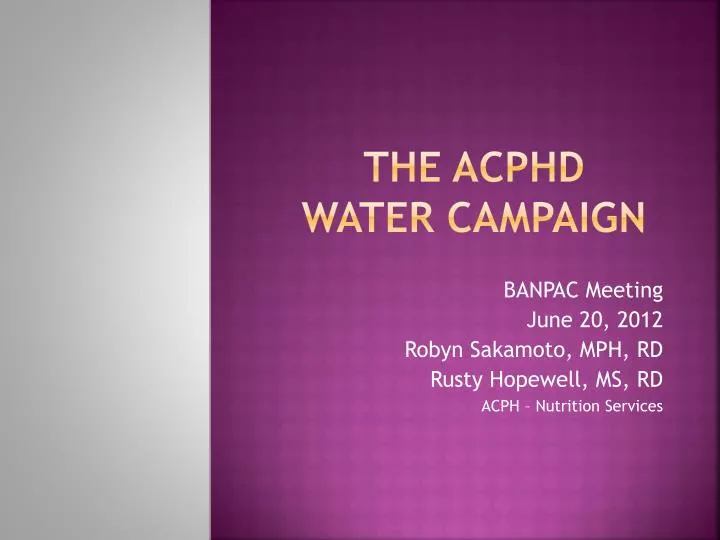 the acphd water campaign