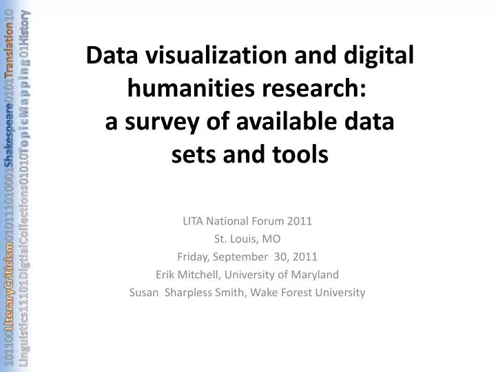 data visualization and digital humanities research a survey of available data sets and tools