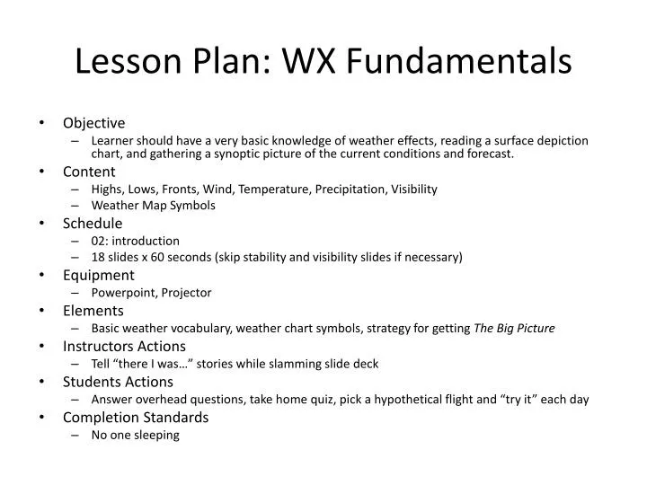 lesson plan wx fundamentals