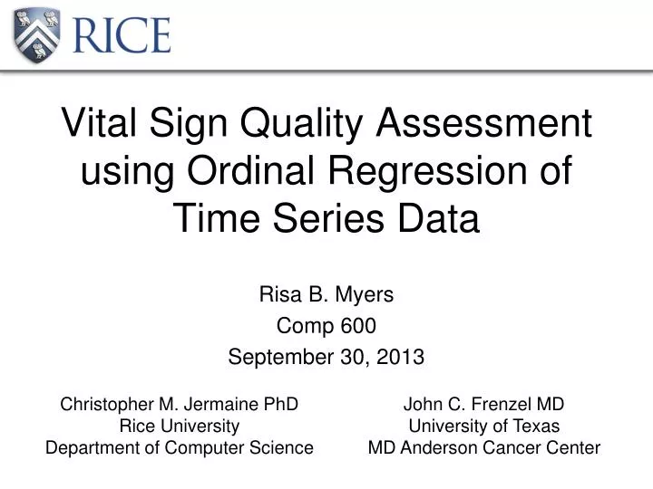 vital sign quality assessment using ordinal regression of time series data