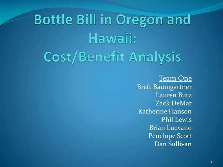 bottle bill in oregon and hawaii cost benefit analysis