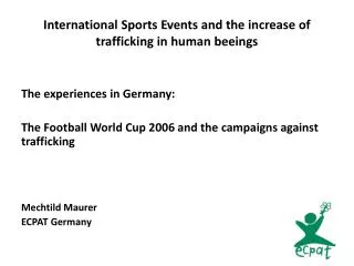 International Sports Events and the increase of trafficking in human beeings