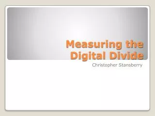 Measuring the Digital Divide
