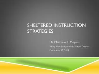 Sheltered Instruction Strategies