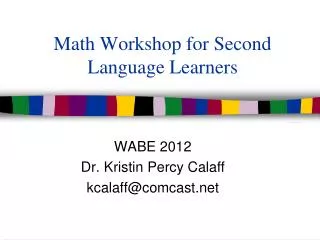 Math Workshop for Second Language Learners