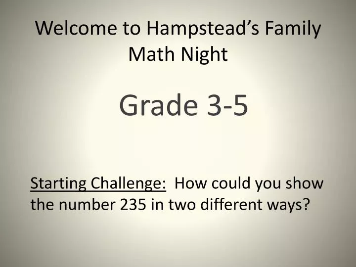 welcome to hampstead s family math night