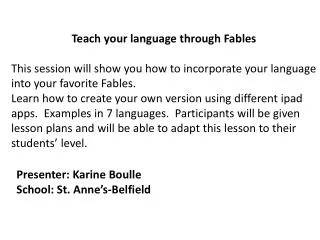 Teach your language through Fables