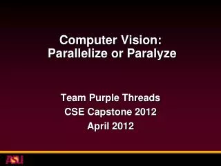 Computer Vision: Parallelize or Paralyze