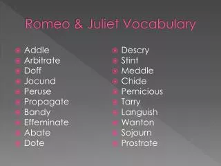 Romeo &amp; Juliet Vocabulary