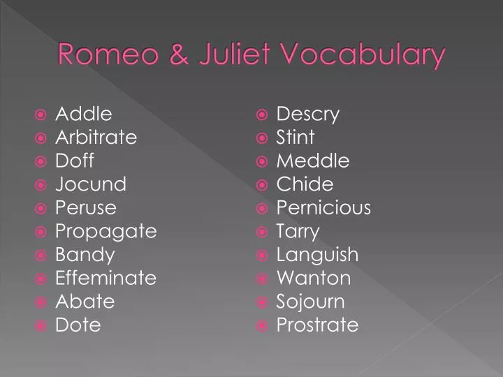 romeo juliet vocabulary