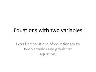 Equations with two variables