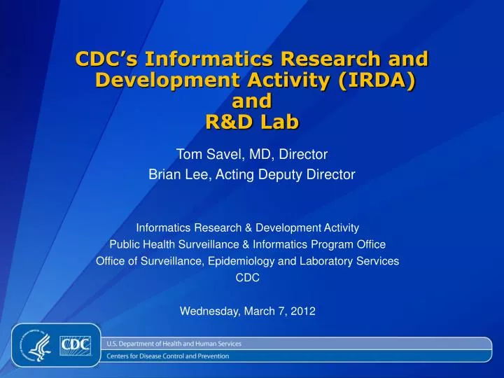 cdc s informatics research and development activity irda and r d lab
