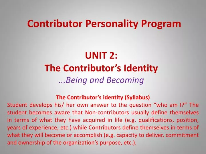 contributor personality program