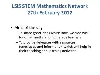 LSIS STEM Mathematics Network 27th February 2012