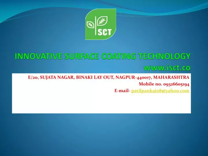 innovative surface coating technology www isct co