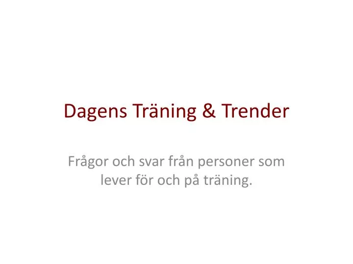 dagens tr ning trender