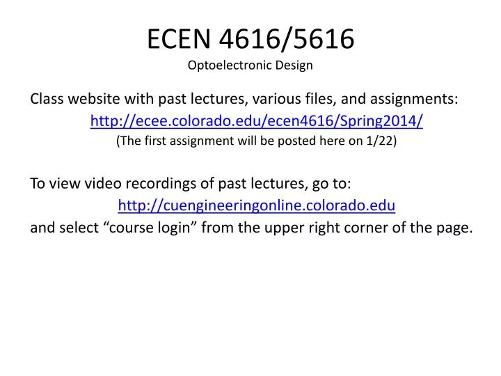 ecen 4616 5616 optoelectronic design