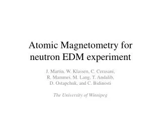 Atomic Magnetometry for neutron EDM experiment