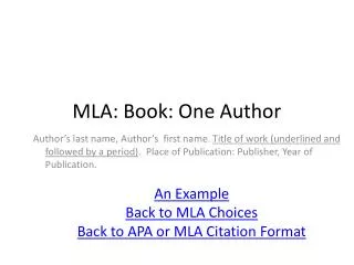 MLA: Book: One Author