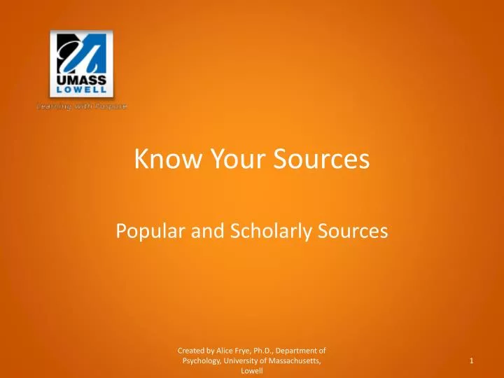 know your sources