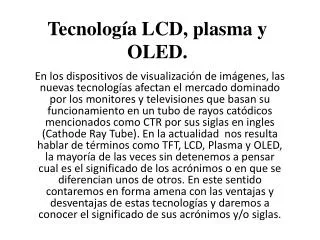 tecnolog a lcd plasma y oled