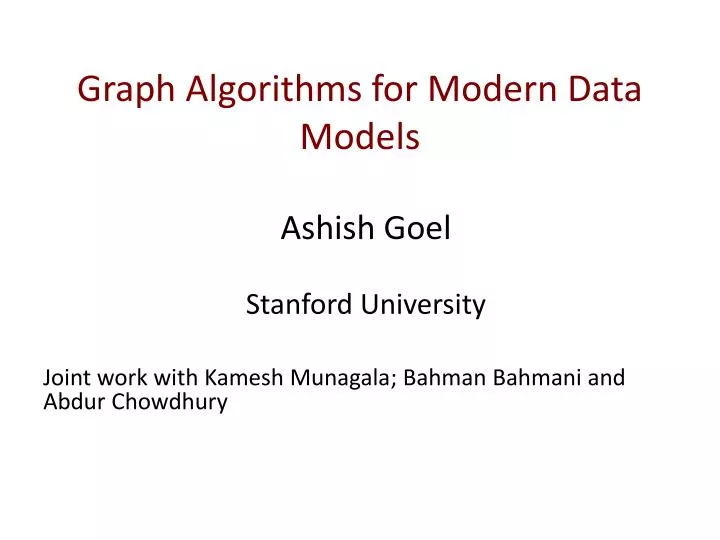 graph algorithms for modern data models
