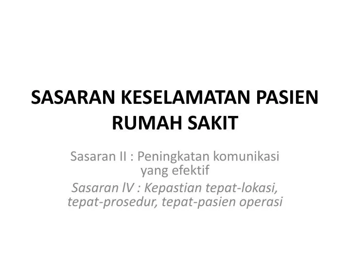 sasaran keselamatan pasien rumah sakit