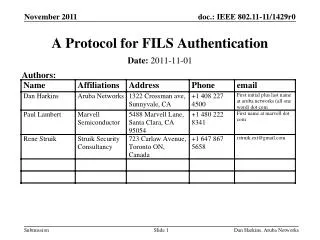 A Protocol for FILS Authentication