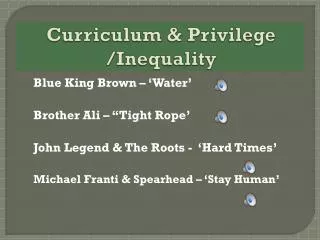 Curriculum &amp; Privilege /Inequality