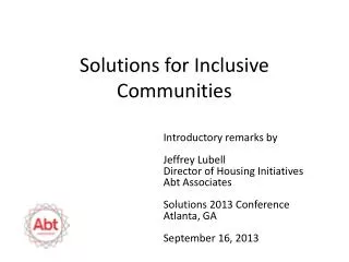 Solutions for Inclusive Communities
