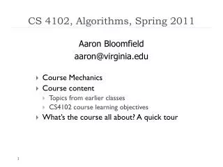 CS 4102, Algorithms, Spring 2011