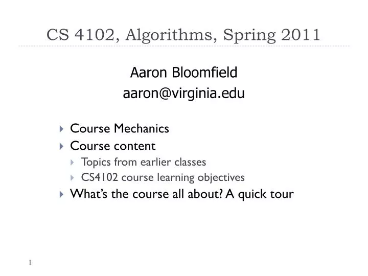 cs 4102 algorithms spring 2011