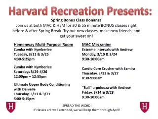 Harvard Recreation Presents:
