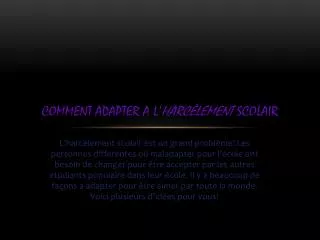 comment adapter a l harc lement scolair