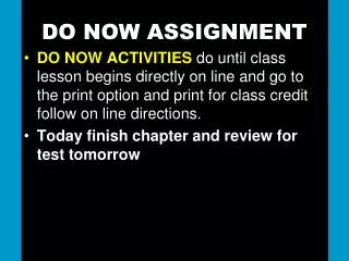 DO NOW ASSIGNMENT