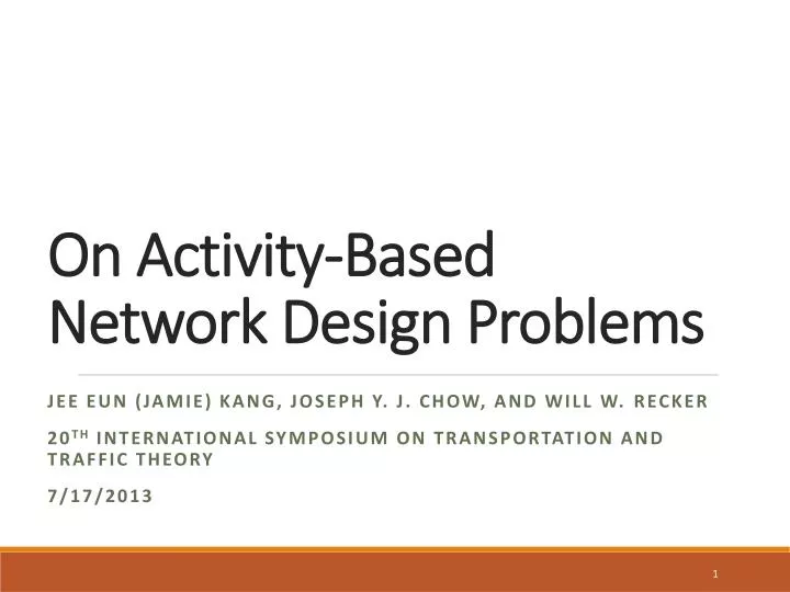 on activity based network design p roblems
