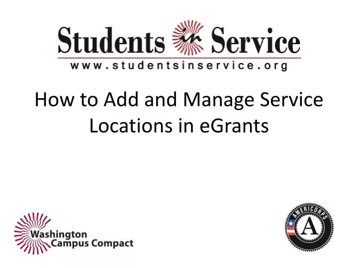 how to add and manage service locations in egrants