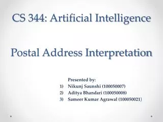CS 344: Artificial Intelligence