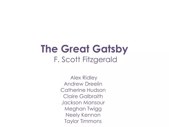 the great gatsby f scott fitzgerald