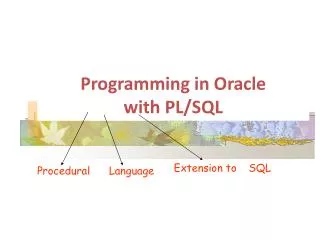 Programming in Oracle with PL/SQL