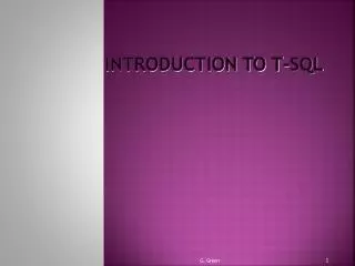 Introduction to T-SQL